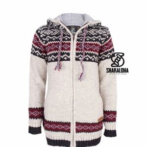 Shakaloha Size XL Women’s Knitted Woolen Jacket with Fleece Lining/Hooded Han